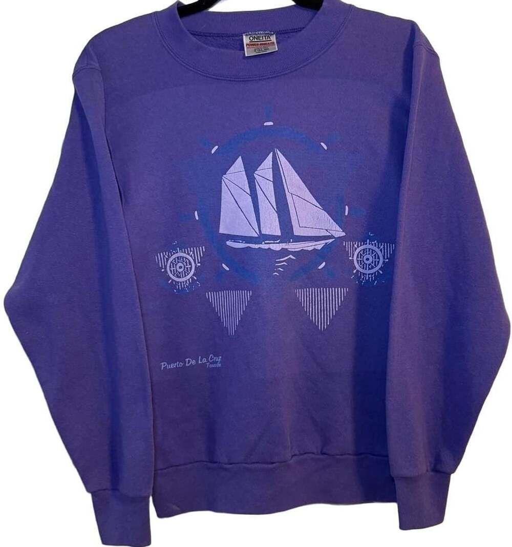 Oneita Sailboat Crewneck Sweatshirt Size S Purple Puerto De La Cruz